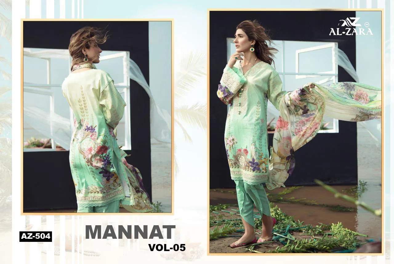 Al Zara Mannat 5 Latest Fancy Pure Cotton Heavy Patch Work Karachi Dress Materials Collection