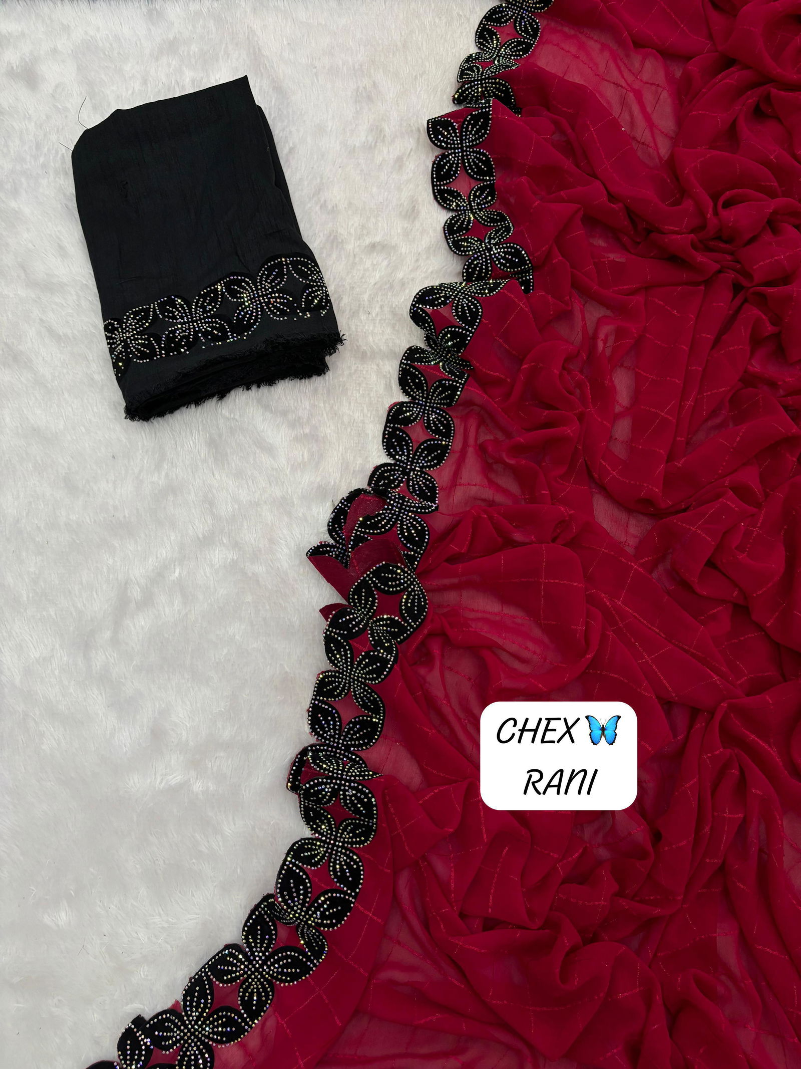 Chex Jk Designer Cutwork Border With Jarkan Diamond Party Wear Sarees Wholesale Price In Surat
