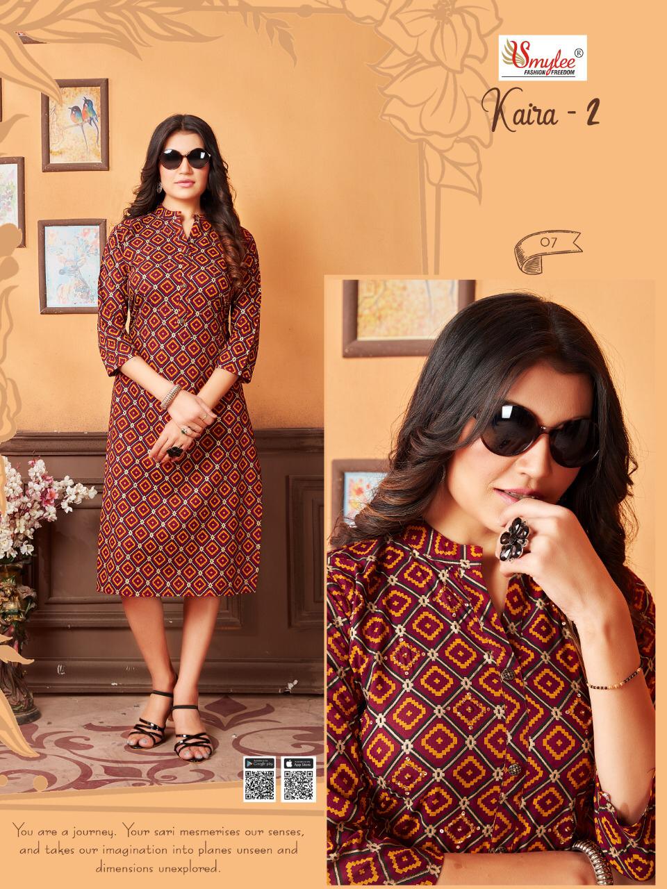 Smylee Kaira 2 Latest Fancy Casual Regular Wear Rayon Printed Kurtis Collection
