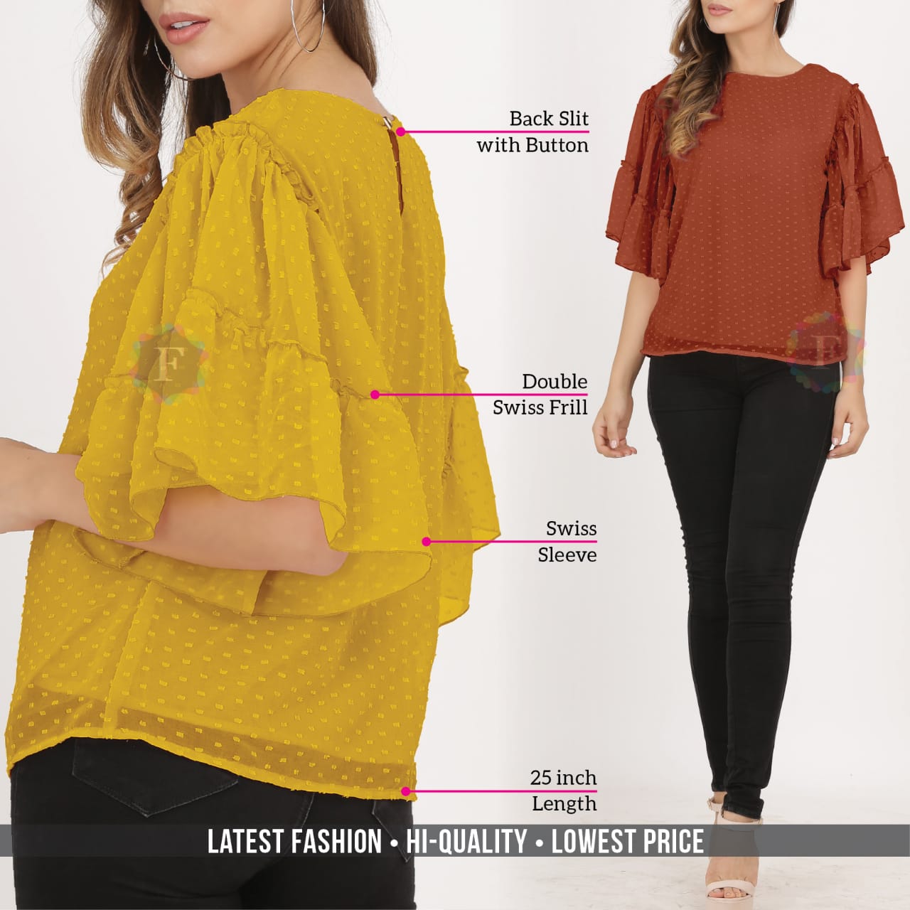 Swiss Sleeve Top Latest Designer Georgette Party Wear Short Top Collection 