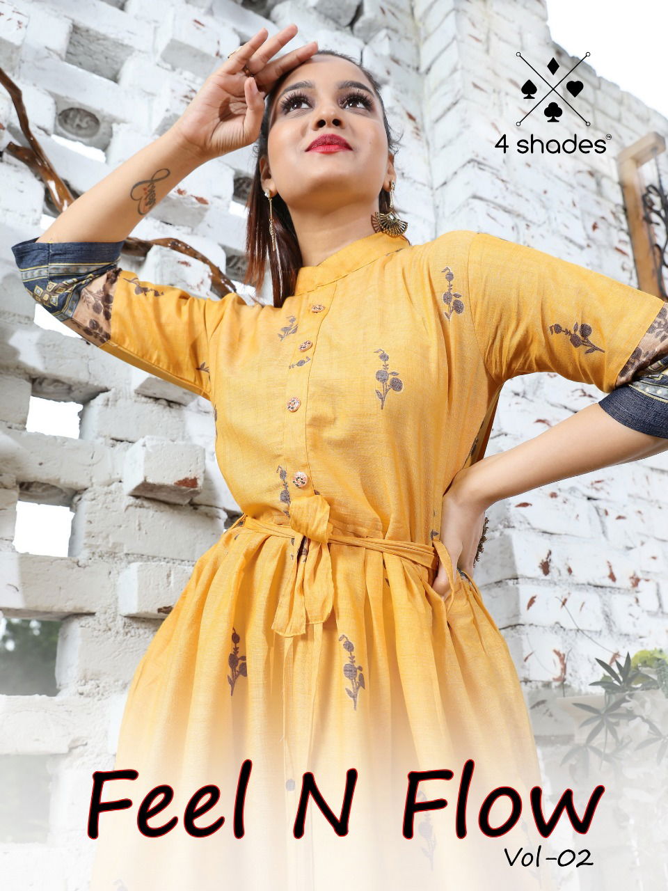 4 Shades Feel n Flow Vol 2 Latest Designer Printed Kurtis Collection 