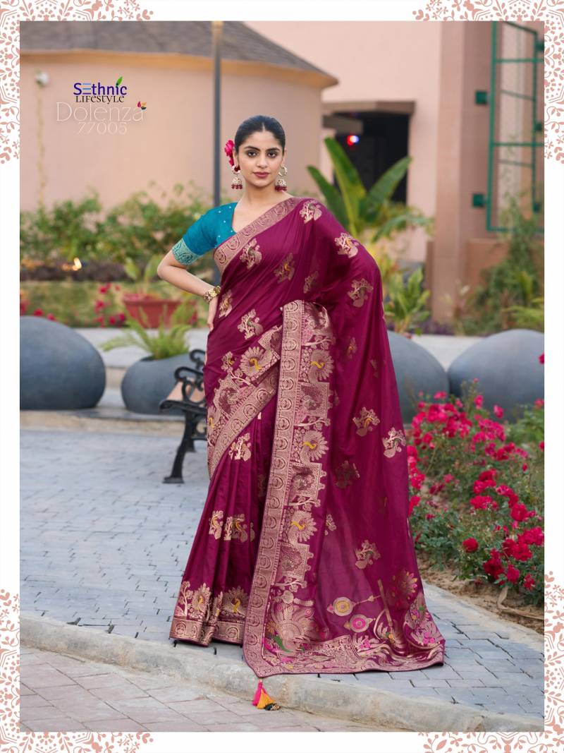 Dolenza By Sethnic Dola Silk Triple Meenakari Saree Wholesale Shop In Surat
