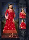Rosy Glow By Unique Style Rayon Printed Long Anarkali Kurtis Suppliers In India
