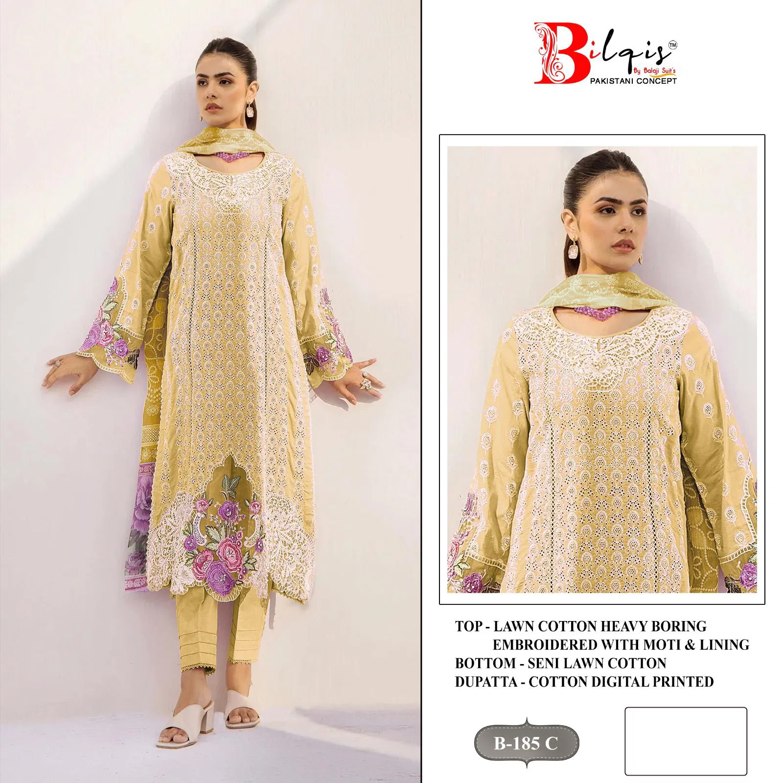 Bilqis B 185 A To D Cambric Lawn Cotton Pakistani Suits Wholesale Shop In Surat