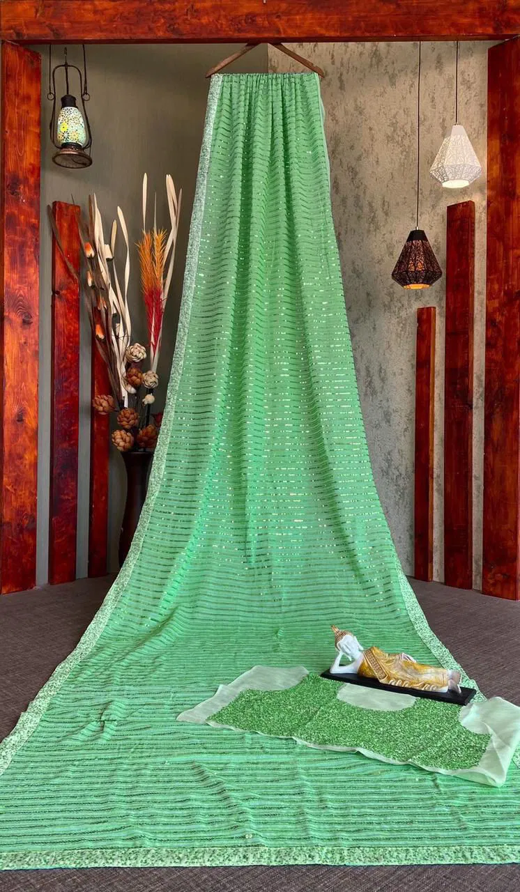 LG 1334 Georgette Sequence Embroidery Party Wear Sarees Orders In India