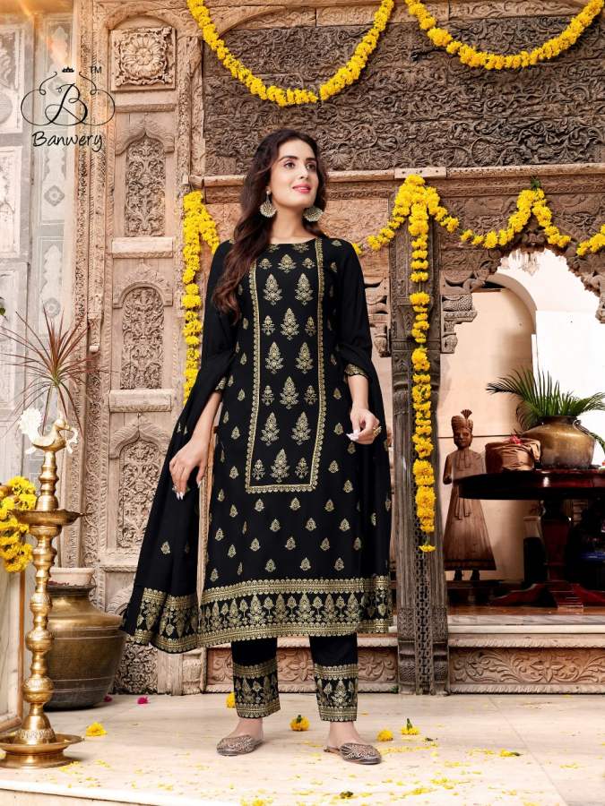 Banwery Parishi Latest Festival Wear Rayon Printed Designer Ready Made Suit Collection
