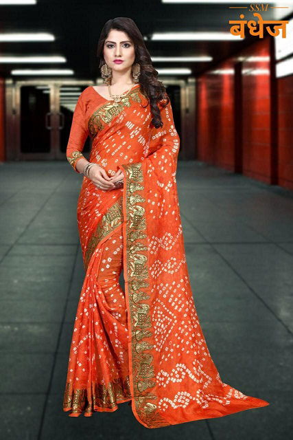 Ssm Dolly Latest Fancy Designer Bandhani Art Silk Bandhej Saree Collection
