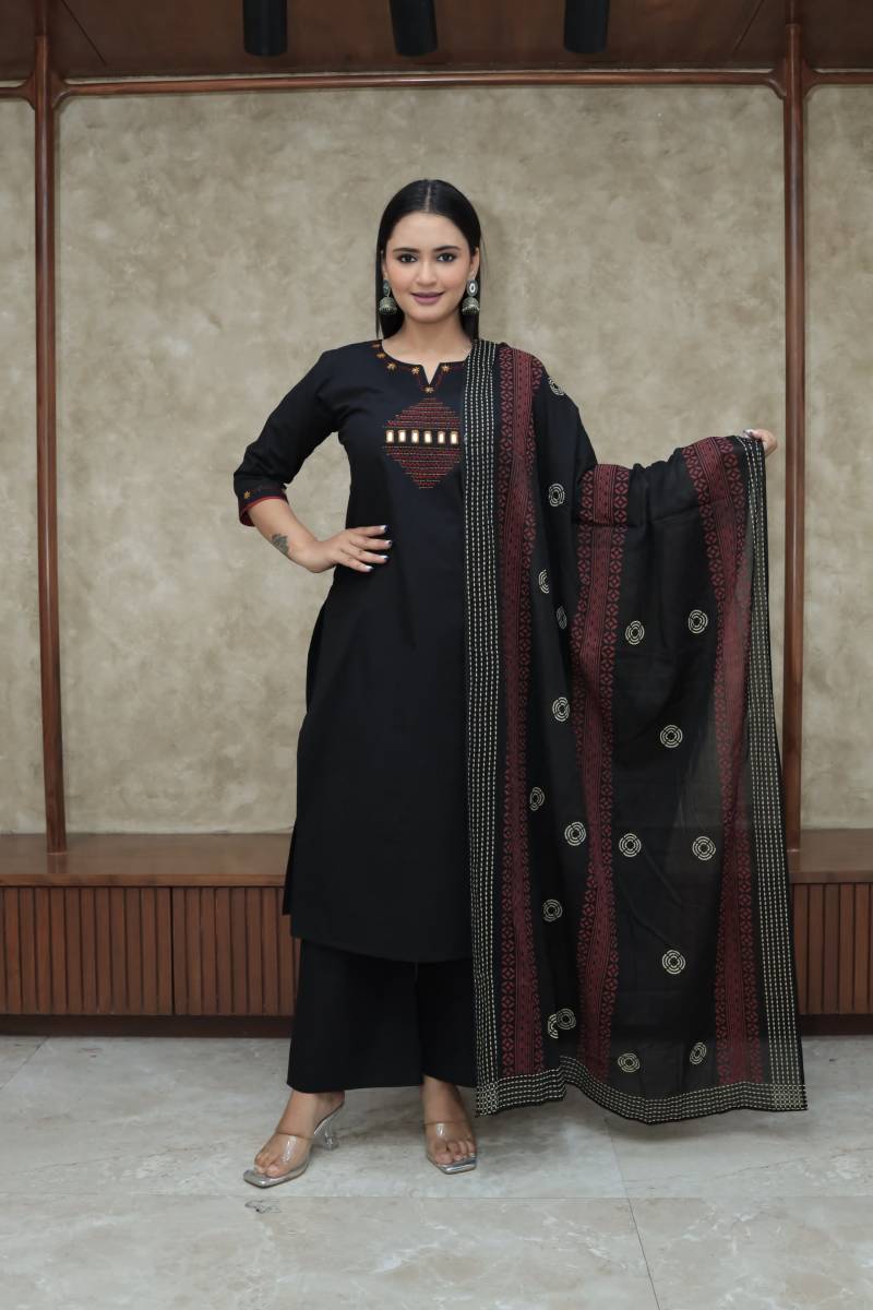 Tanyaa P 150 Cotton With Mirror Work Kurti Bottom With Dupatta Wholesale Shop In Surat
