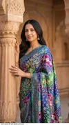 Tew Vol 1 Roman Silk With Ajarakh Print Saree