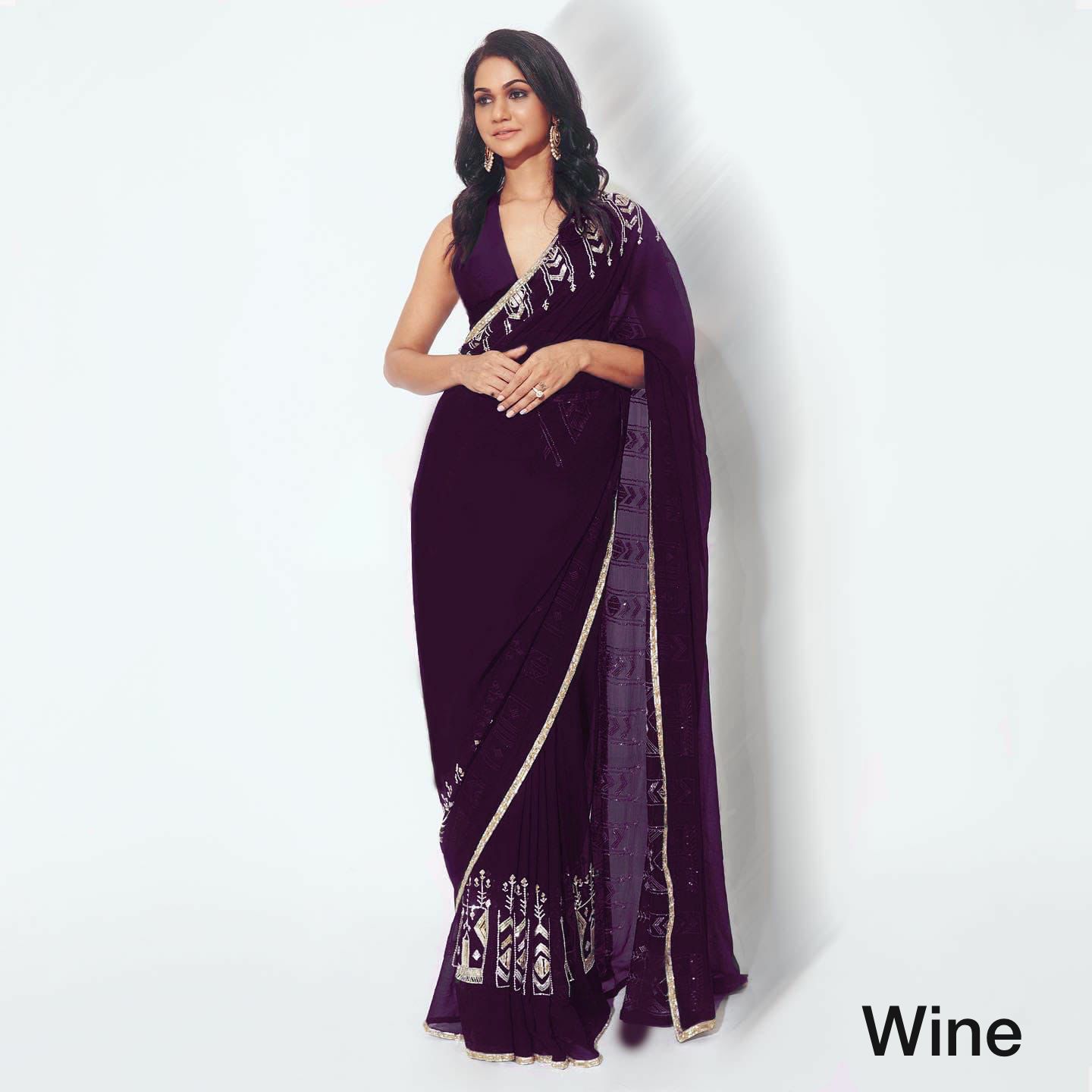 Manish Malhotra New Heavy Party Wear Georgette Stylish Saree Collection