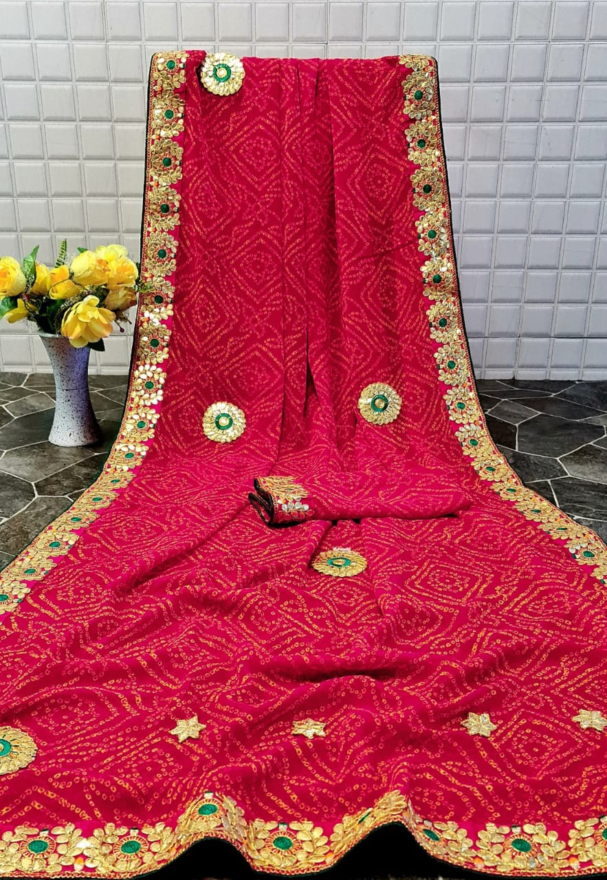 Mahek 4 Latest Designer Heavy Bandhani Printed Georgette Saree Collection 