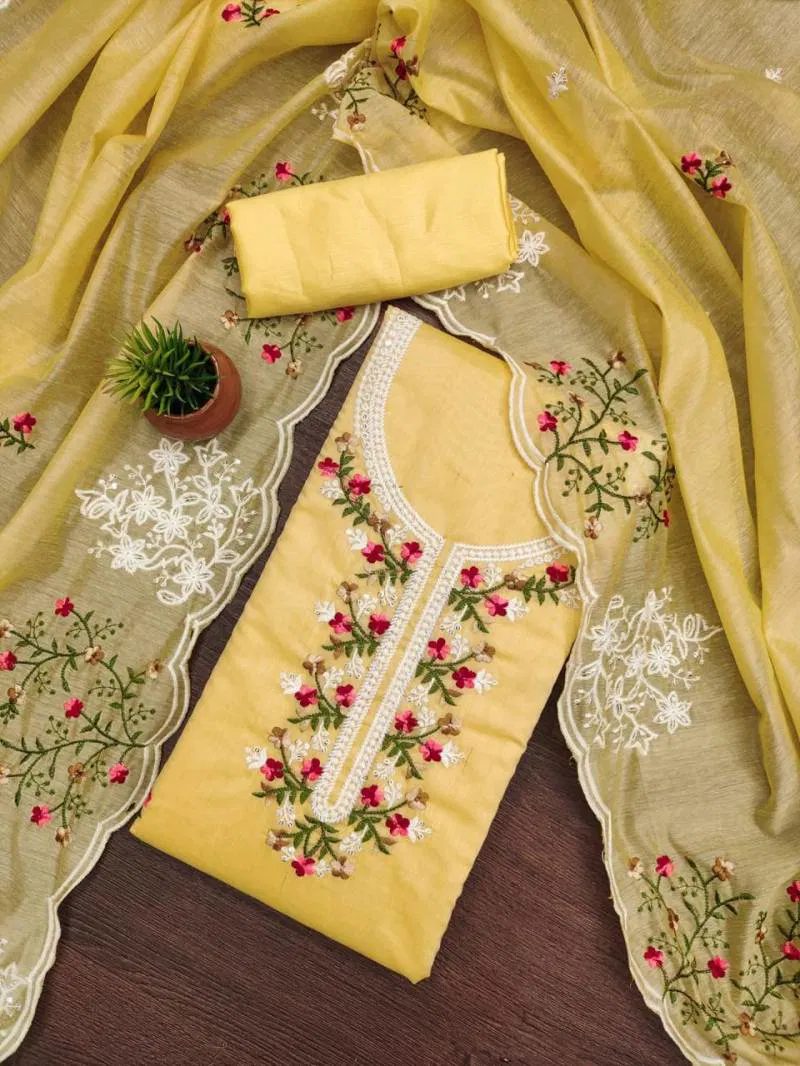 Color Set 9071 Stylish Chanderi Cotton Dress Material Bulk Orders In India