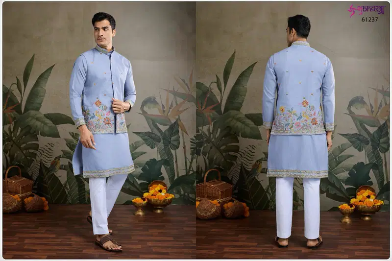 Rajwada Attire 1 by Shubhvastra Cotton Mens Kurta With Koti Wholesale In India