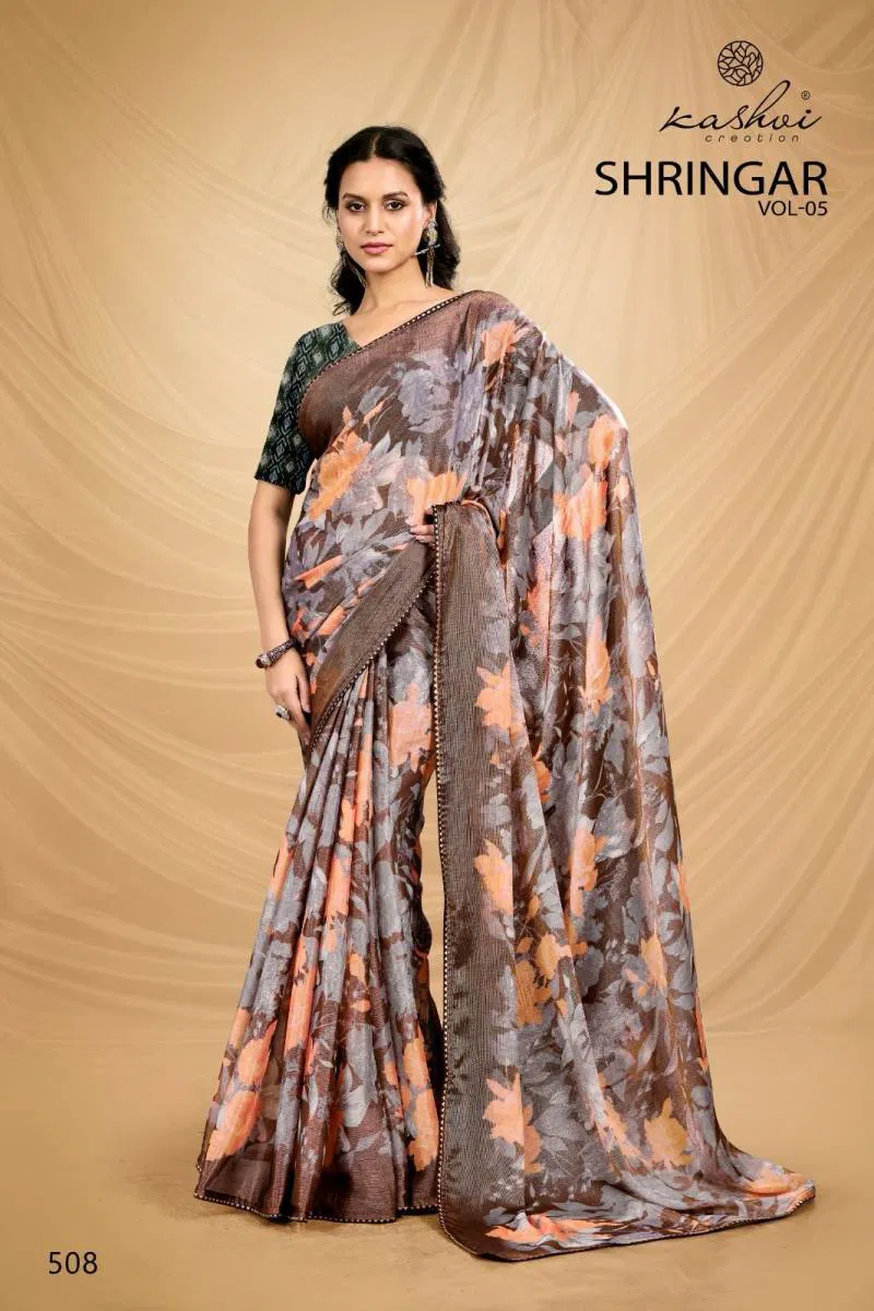 Shringar Vol 5 By Kashvi Brasso With Foil Fancy Saree Wholesale Market In Surat With Price