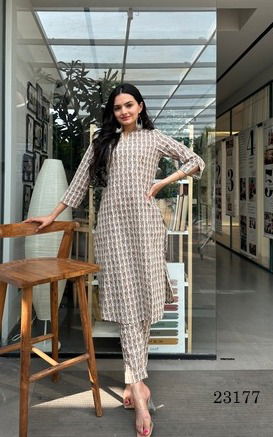 Indira 23178 Cambric Cotton Printed Kurti With Bottom Catalog