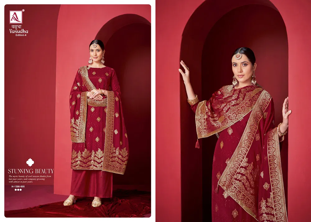Vasudha Edition 4 By Alok Heavy Jacquard Dress Material Wholesale Clothing Distributors In India
