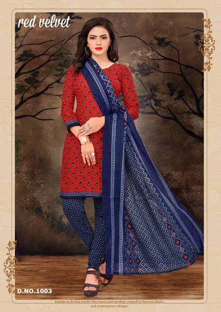 Amit Red Velvet Regular Ethnic Patiyala Wear Printed Cotton Collection