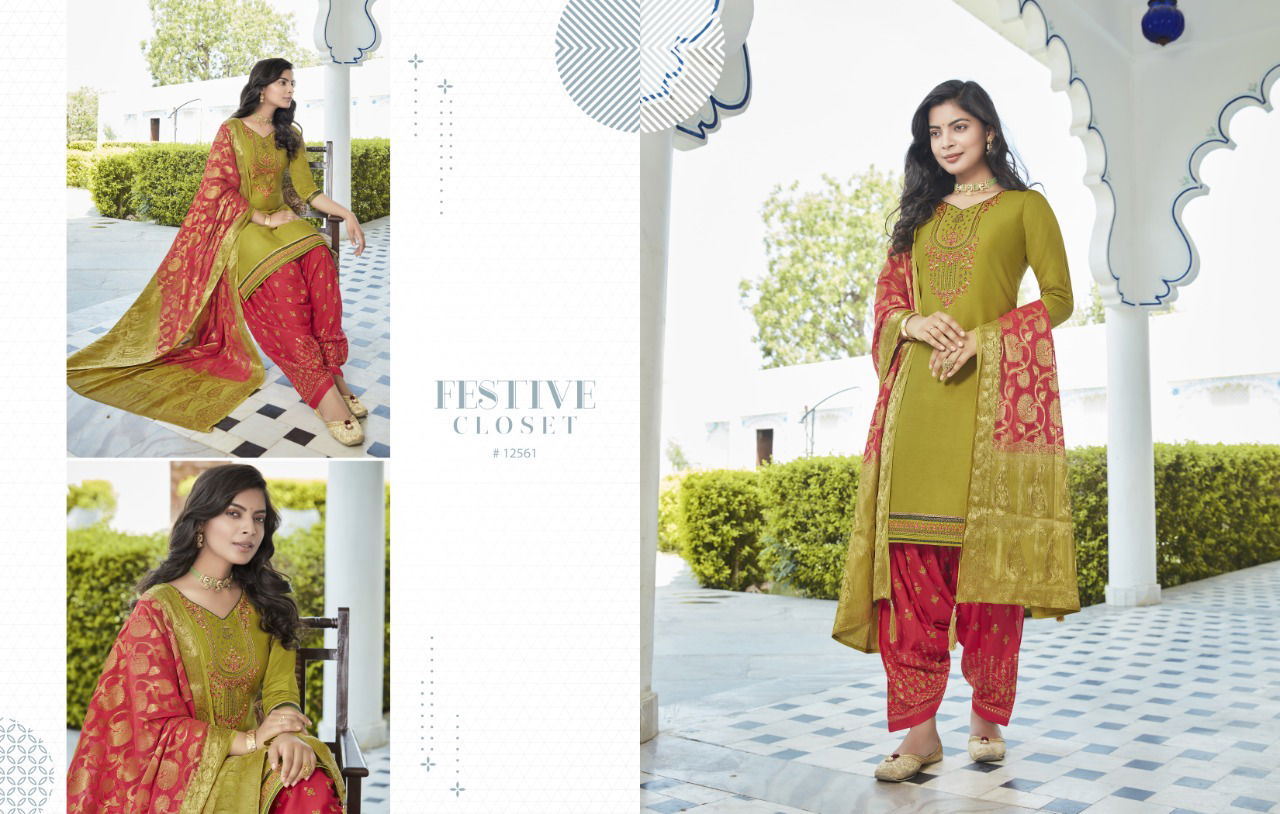 Kalaroop Suvarna By Patiala 5 Jam silk Embroidered work Festive Wear Designer Ready Made Collection
