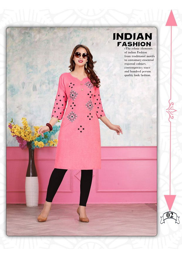 Herlin Latest Fancy Designer Regular Casual Wear Rayon Embroidery Kurtis Collection
