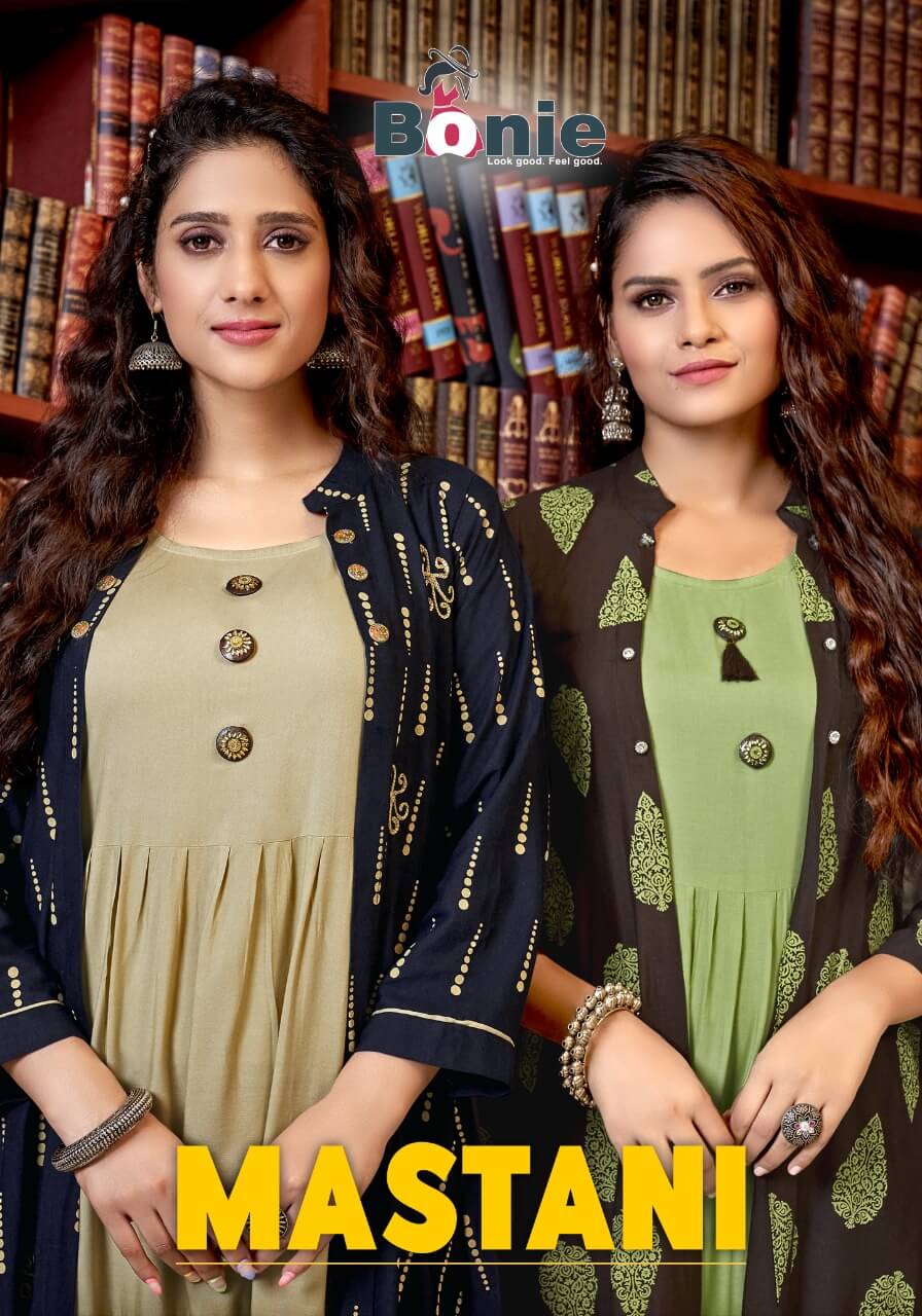 Bonie Mastani Exclusive Fancy Festive Wear Rayon Stylish Kurtis With Flex Jacket Collection
