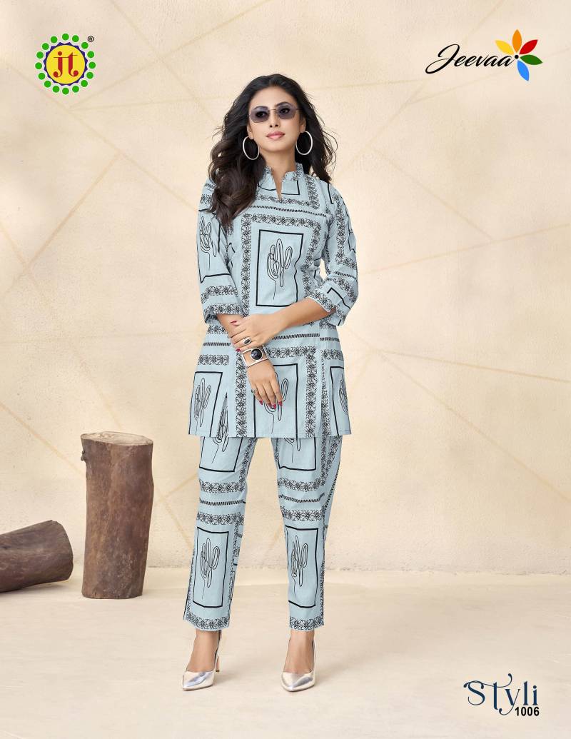 Jeevaa Styli Jt Cotton Printed Casual Wear Co Ord Set Wholesale Online