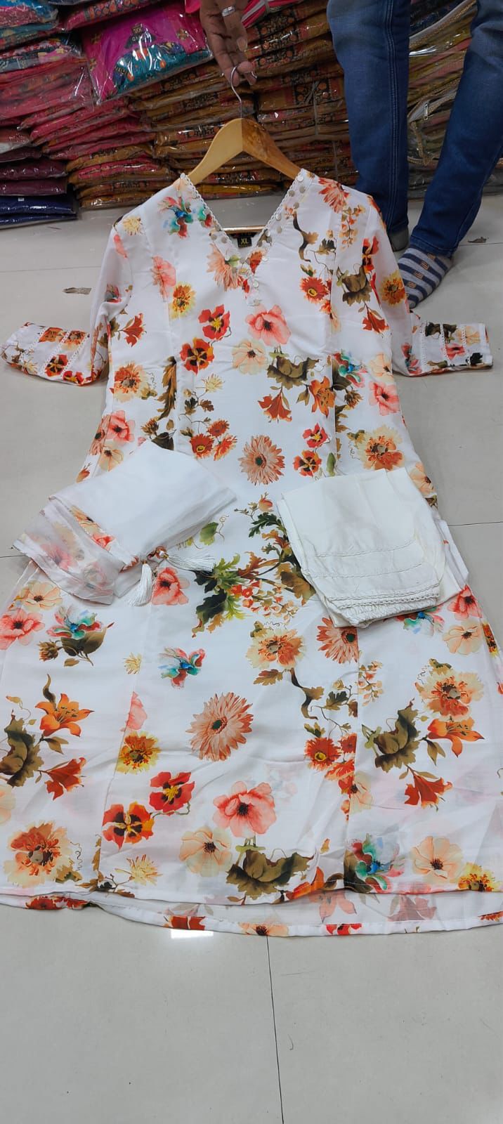 White Sitara By Fvd Muslin Designer Kurti With Bottom Dupatta Order In India