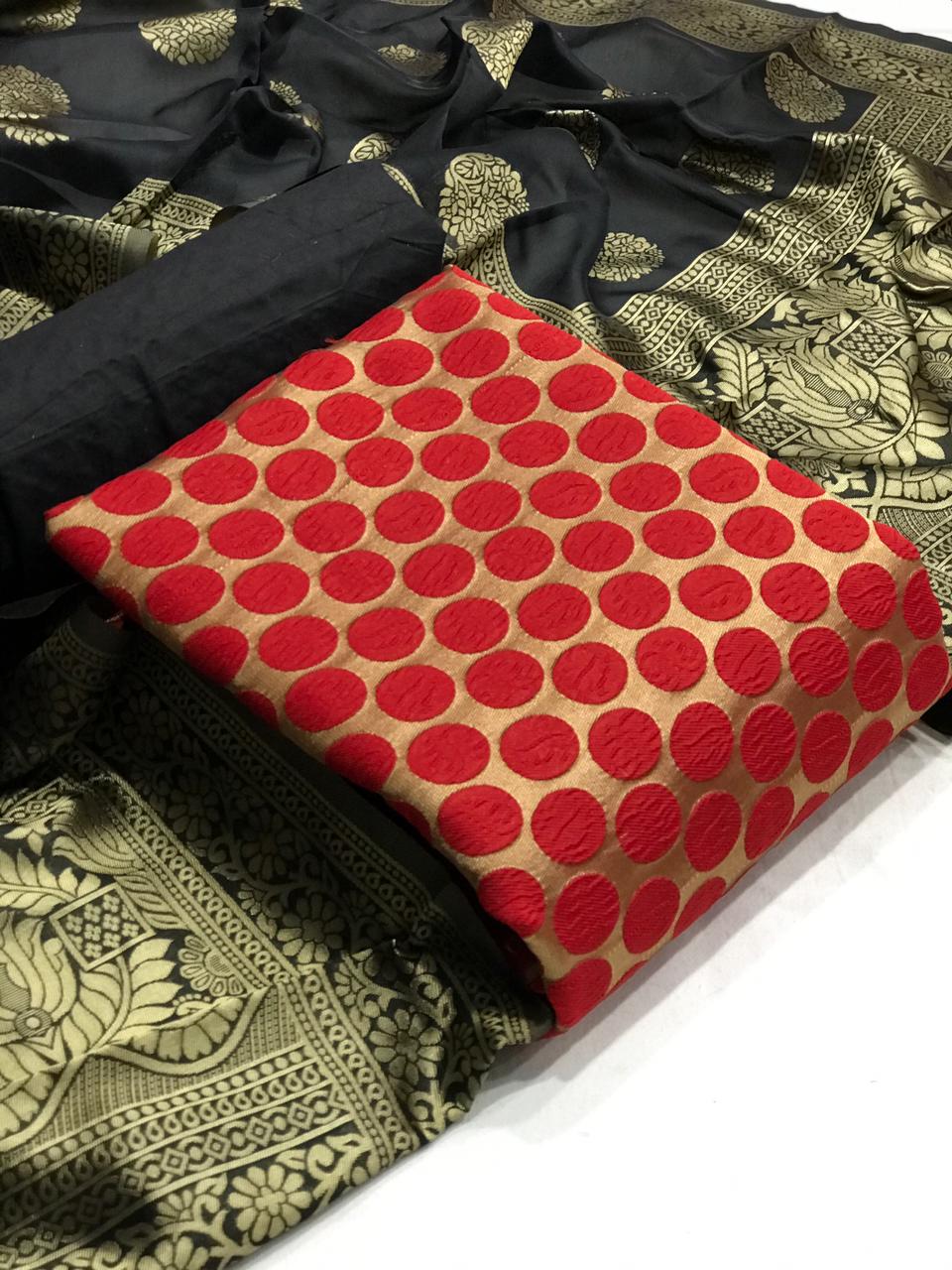 Banarasi Silk Dress 31 Latest Fancy Casual Wear Jacquard Weaving Dupatta Dress Material Collection