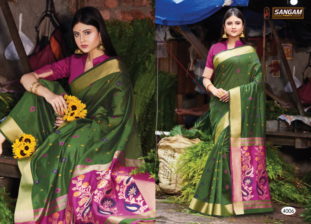 Sangam Aaradhya Latest Fancy Designer Festive Wear Heavy  Handloom Cotton Saree Collection

