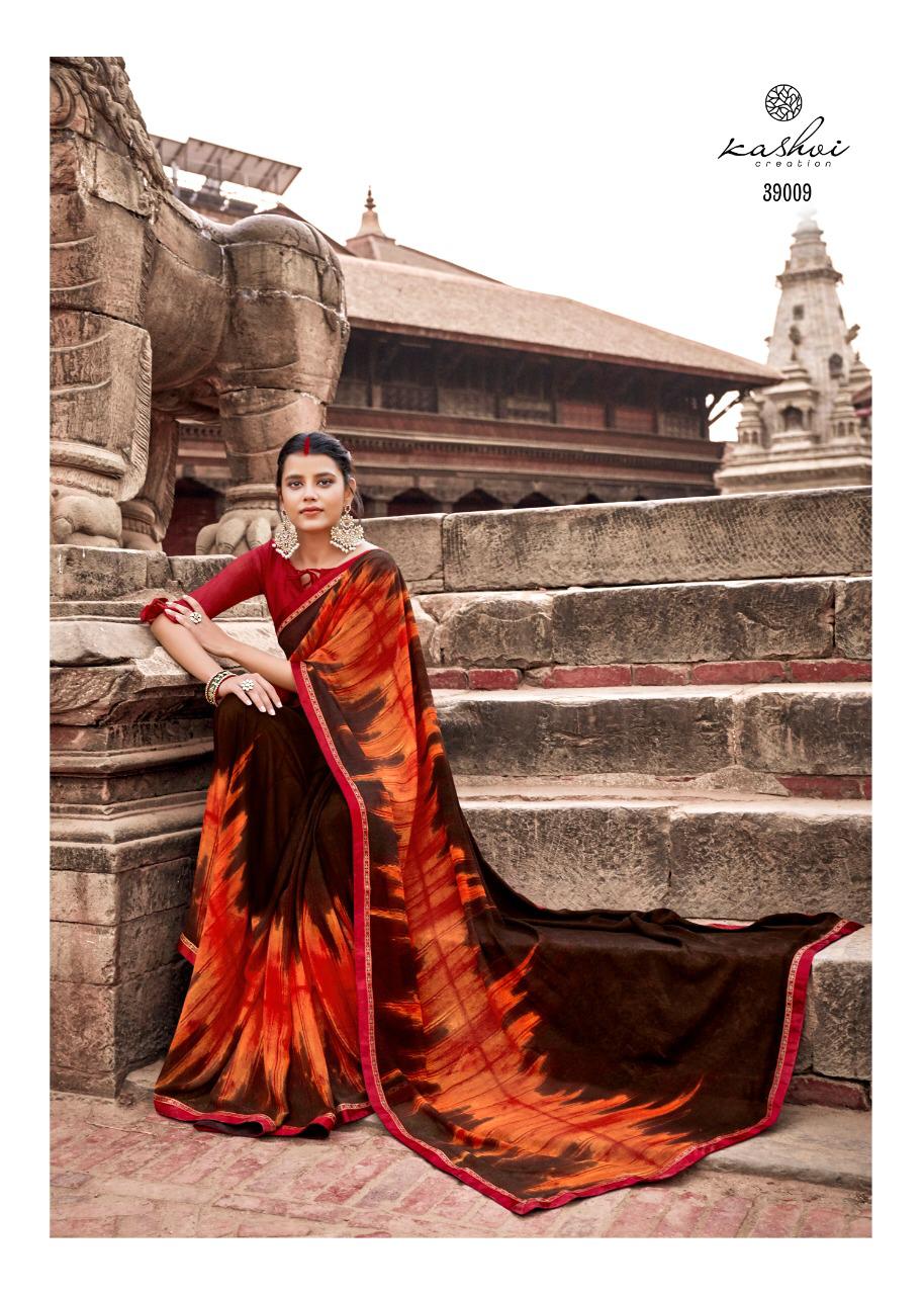 KASHVI DHWANI Latest fancy Designer Casual wear Printed  Georgette With Fancy Border Saree Collection