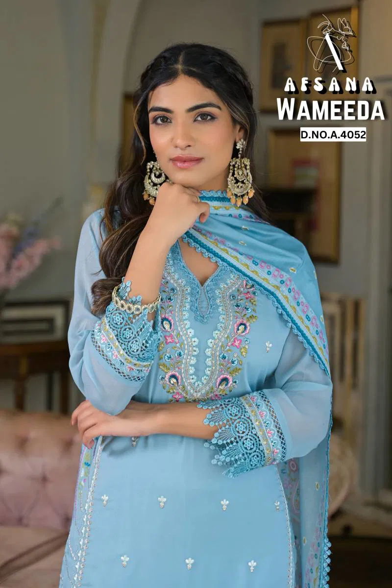 Wameeda By Afsana Georgette Kurti Bottom With Dupatta Exporters In India