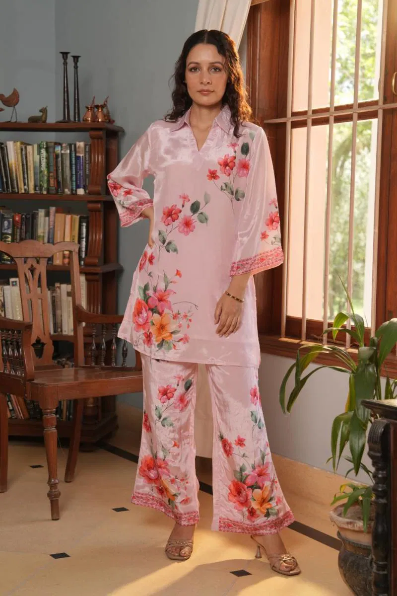 Tanyaa P 362 Natural Crepe Silk With Printed Co Ord Set Wholesale Clothing Suppliers In India