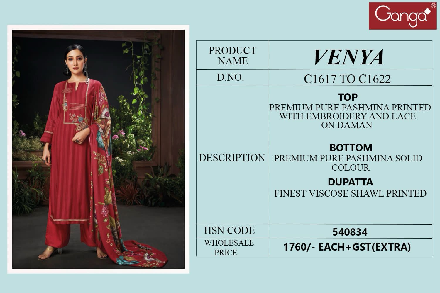 Venya By Ganga Pashmina Printed Salwar Kameez Catalog