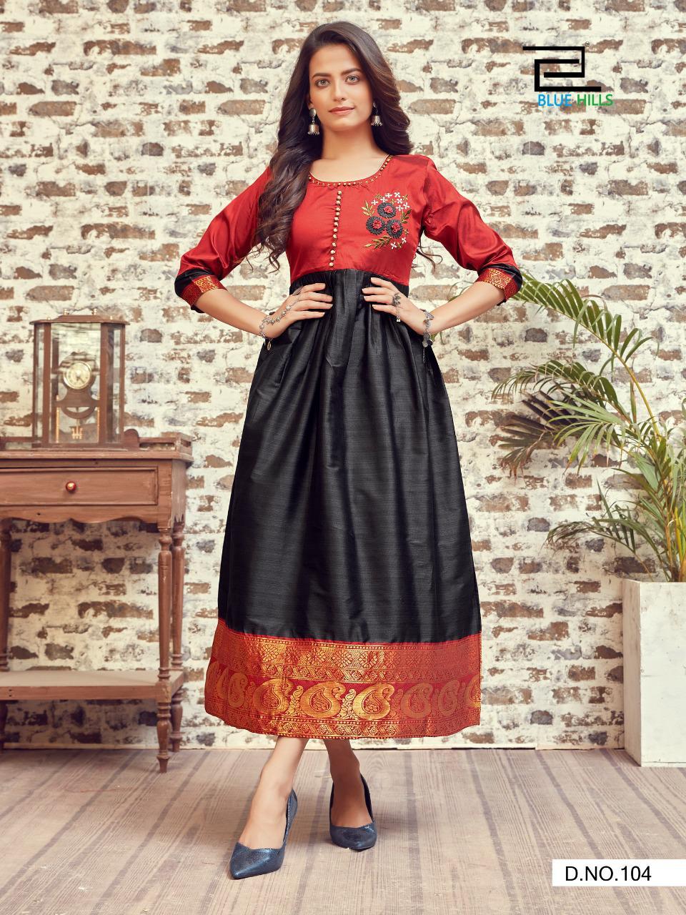Blue Hills Silk Bublly 1 Fancy Designers Latest Festive Party Wear Silk Long Printed Kurti Collection