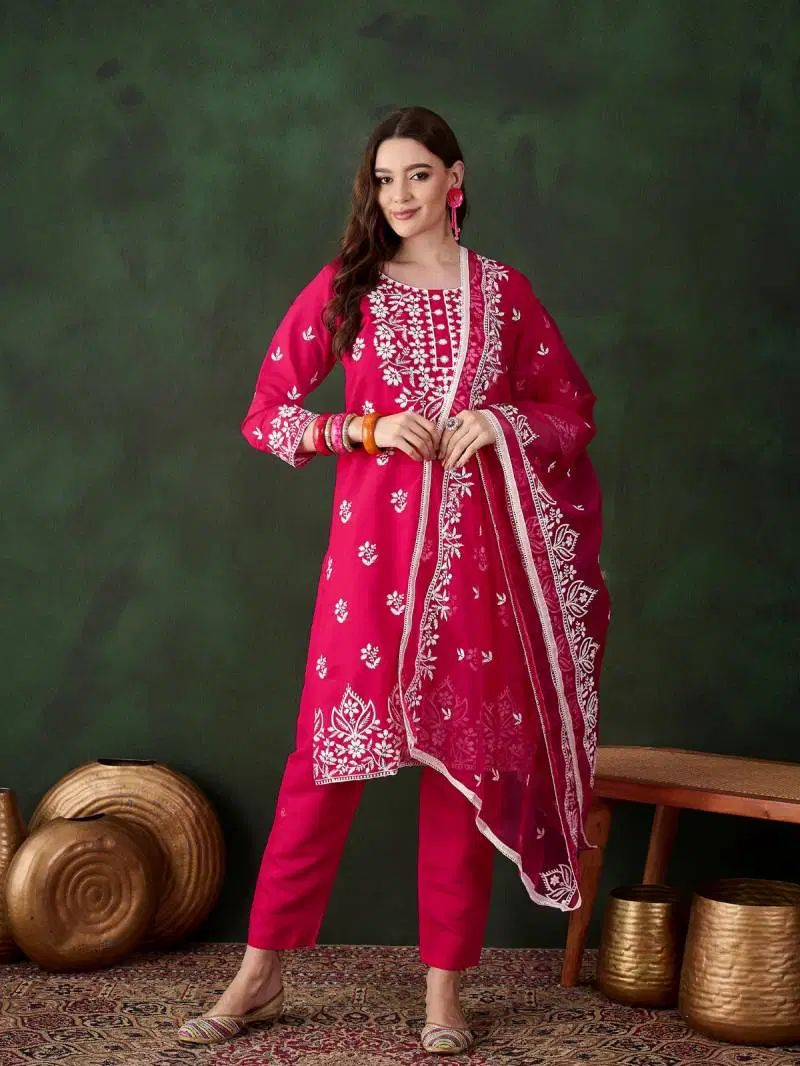 Color Set 8503 Roman Silk Embroidered Kurti Bottom With Dupatta Wholesale Market In Surat