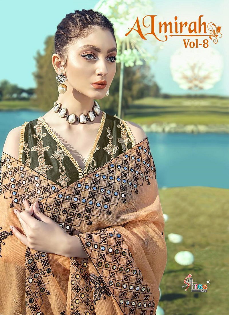 SHAREE FAB  ALMIRAH VOL-8 Fancy Designer Festive Wear Pure Cotton With Exclusive Karachi Embroidery Pakistani Salwar Suit Collection