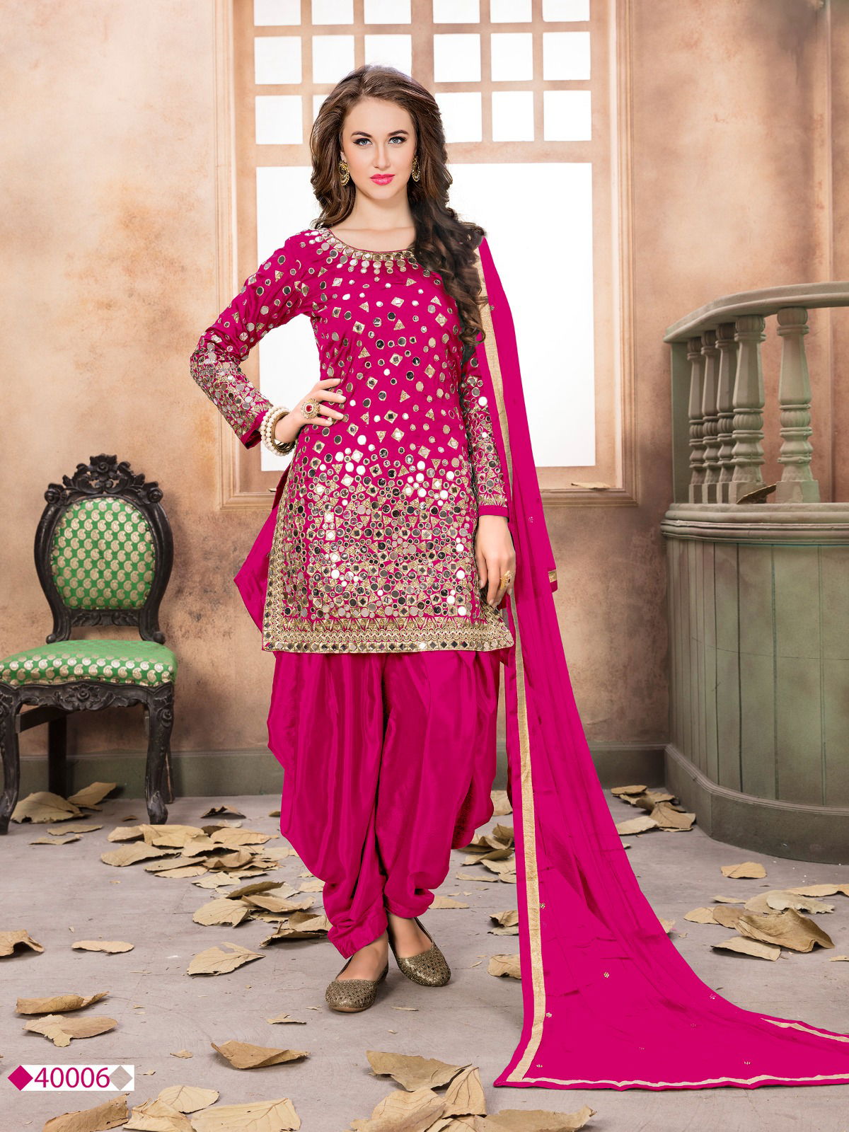 Aanaya 40000 Series Tafeta Silk Designer Panjabi Patiyala Suits Catalog