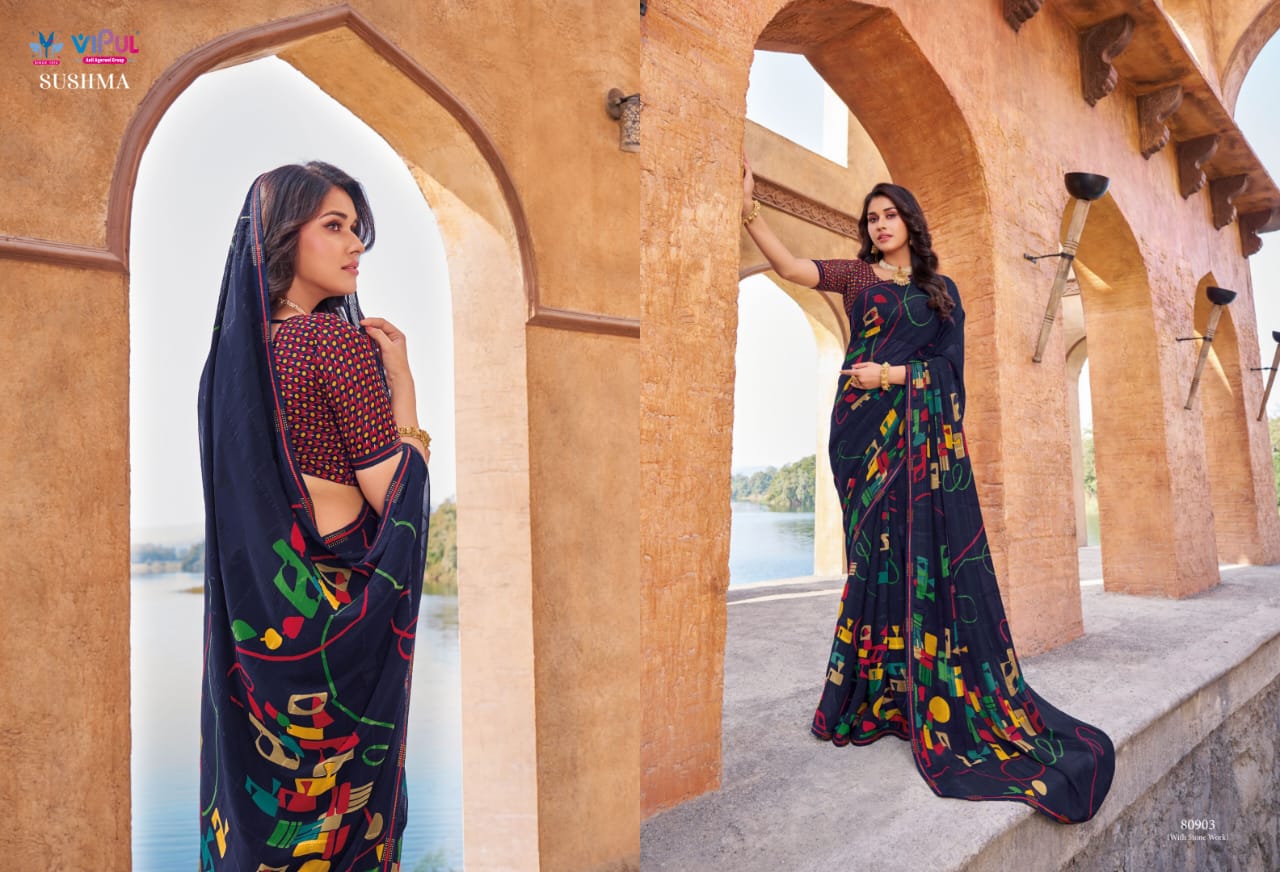 Sushma By Vipul Georgette Daily Wear Sarees Orders In India