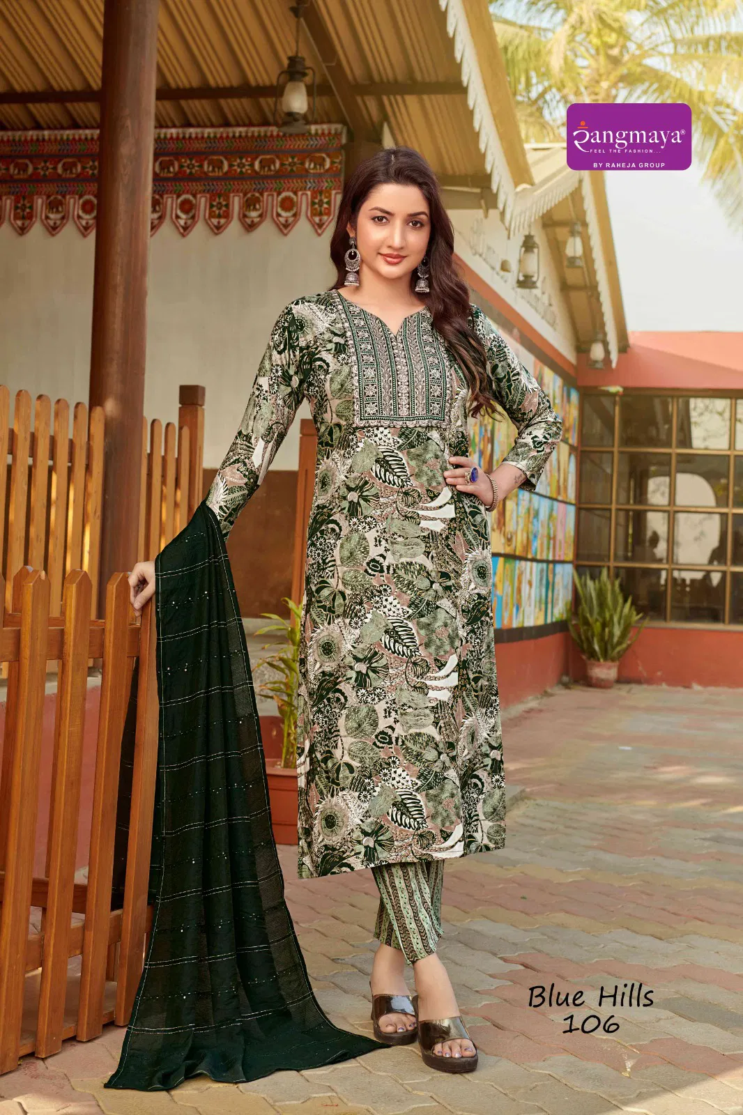 Blue Hills By Rangmaya Rayon Kurti With Bottom Dupatta Suppliers In India