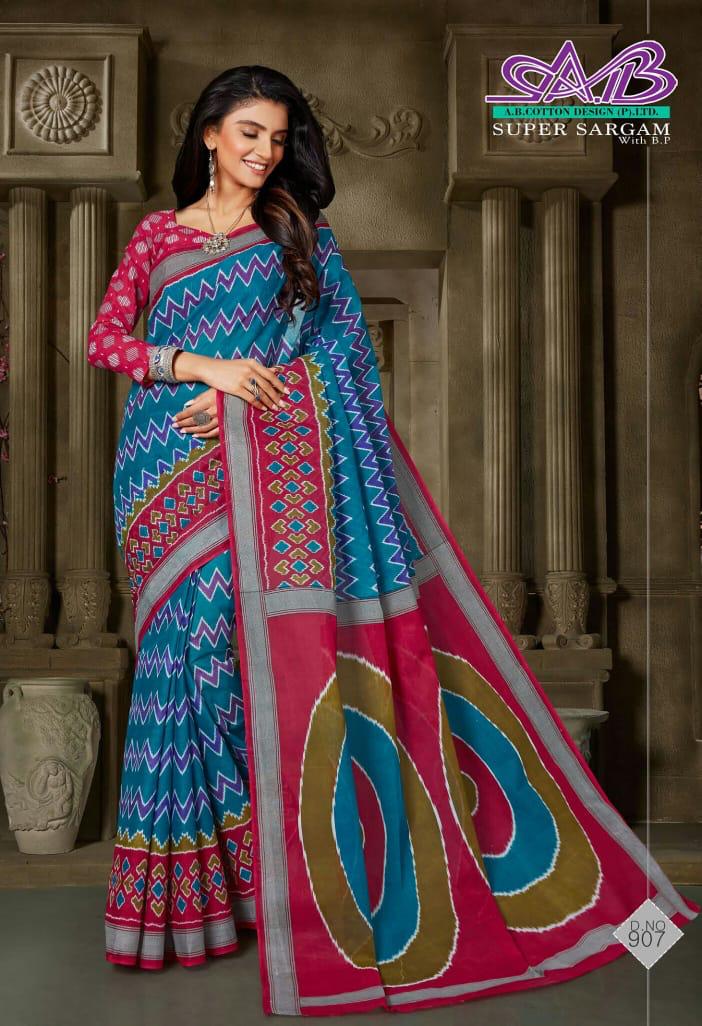 A.B Super Sargam Latest Regular Wear Cotton weaving Designer Printed Sarees Collection