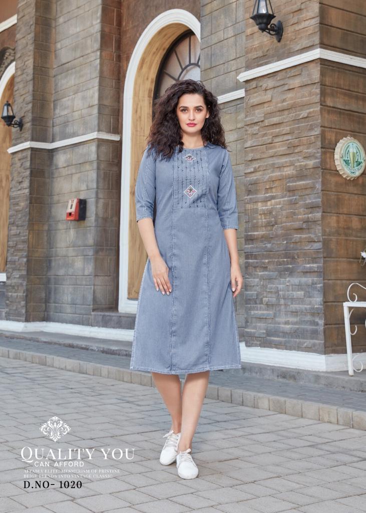 Sparrow Funky Look Designer Party Wear Denim Kurti Collection at Wholesale Rate
