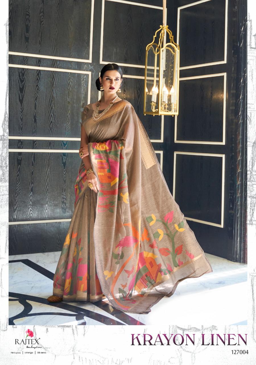 Rajtex Krayon Linen Latest Designer Festive Wear Silk Saree Collection 