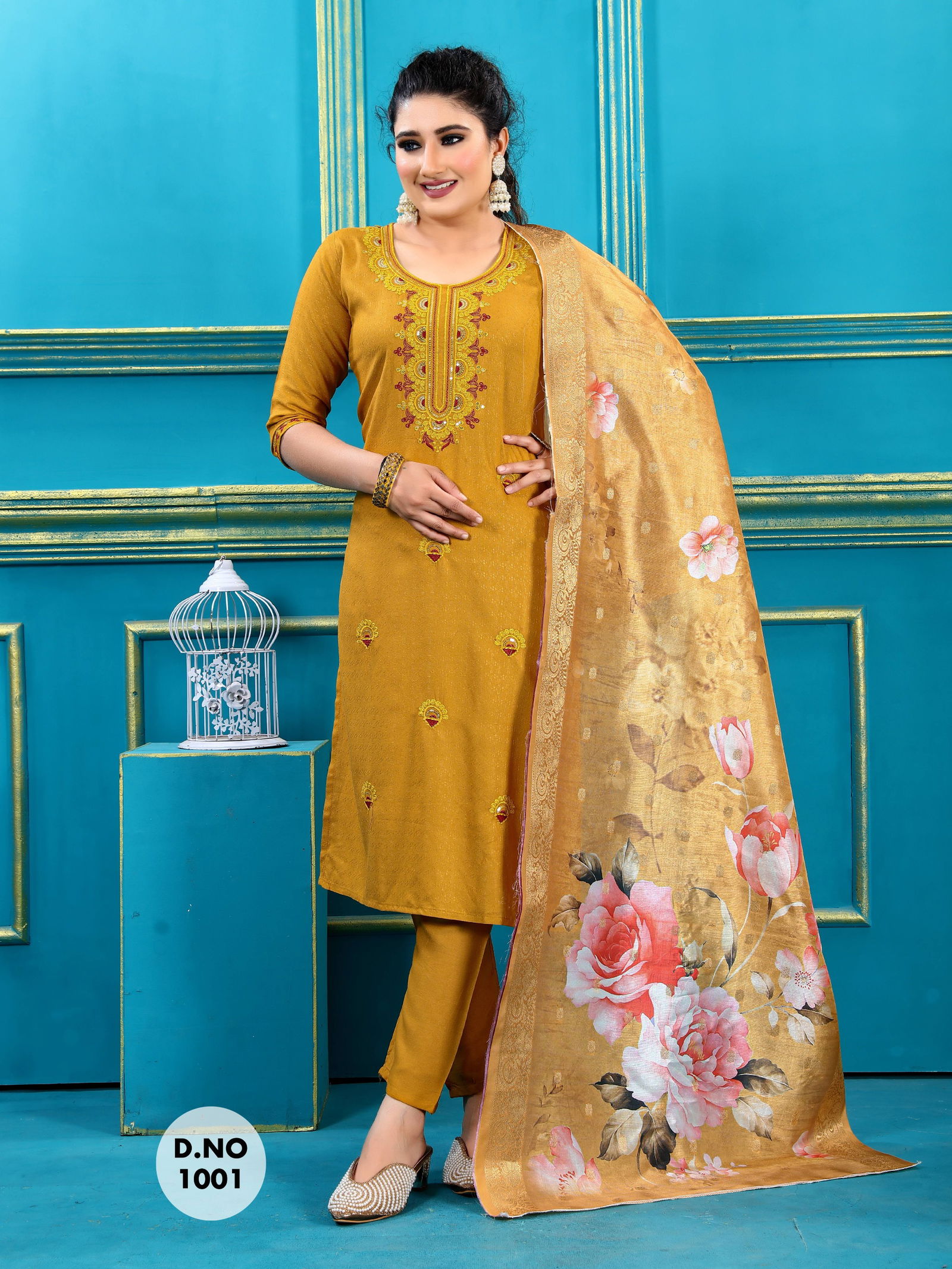 Pushpa 2 By Krishna Jacquard Kurti With Bottom Dupatta Surat Wholesale Market