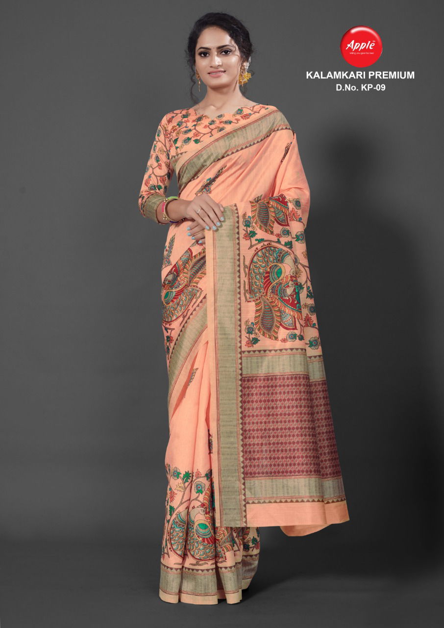APPLE KALAMKARI PREMIUM KP-01 Fancy Festive Wear Digital Printed Bhagalpuri Silk Saree Collection