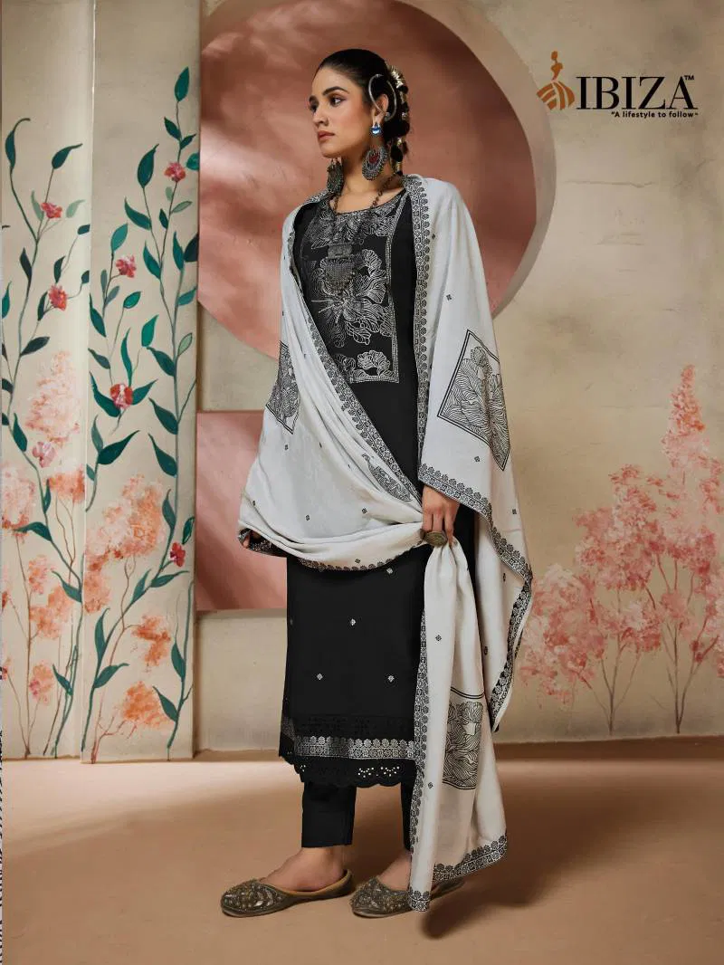 Arizona By Ibiza Muslin Jacquard Embroidered Salwar Kameez Wholesale In India