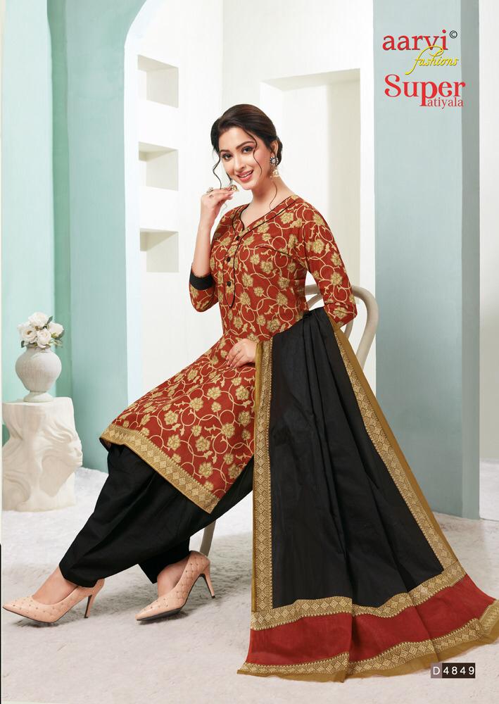 Aarvi Super Patiyala 2 Ready Made Regular Wear Patiyala Collection With Mal Mal Dupatta 
