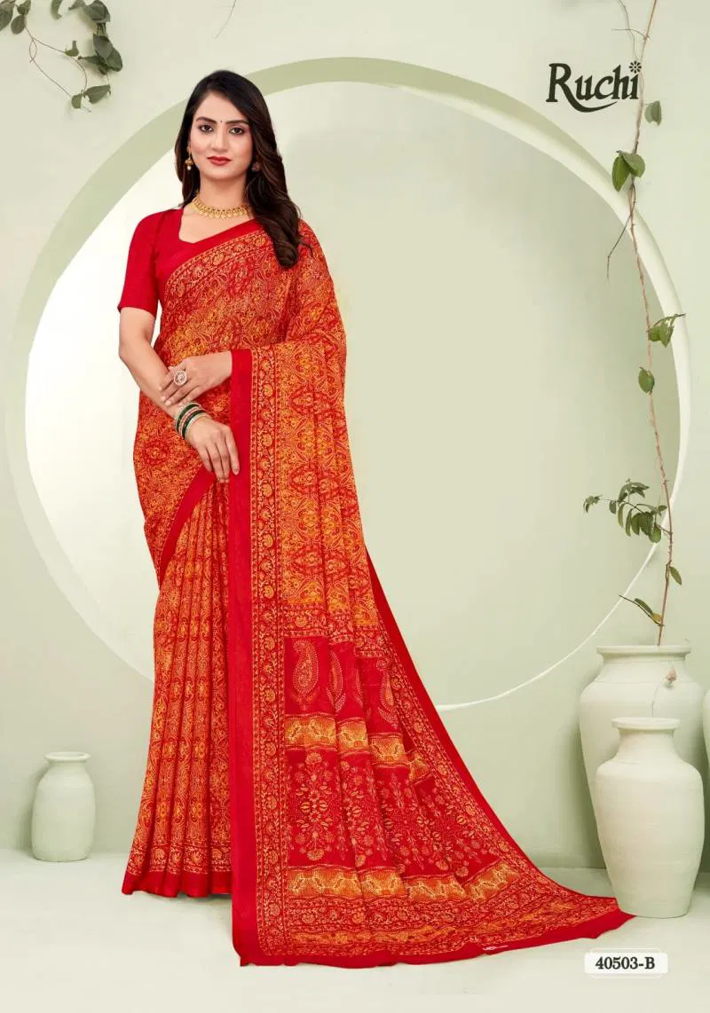 Star Chiffon 188 By Ruchi Printed Chiffon Saree Wholesale Market