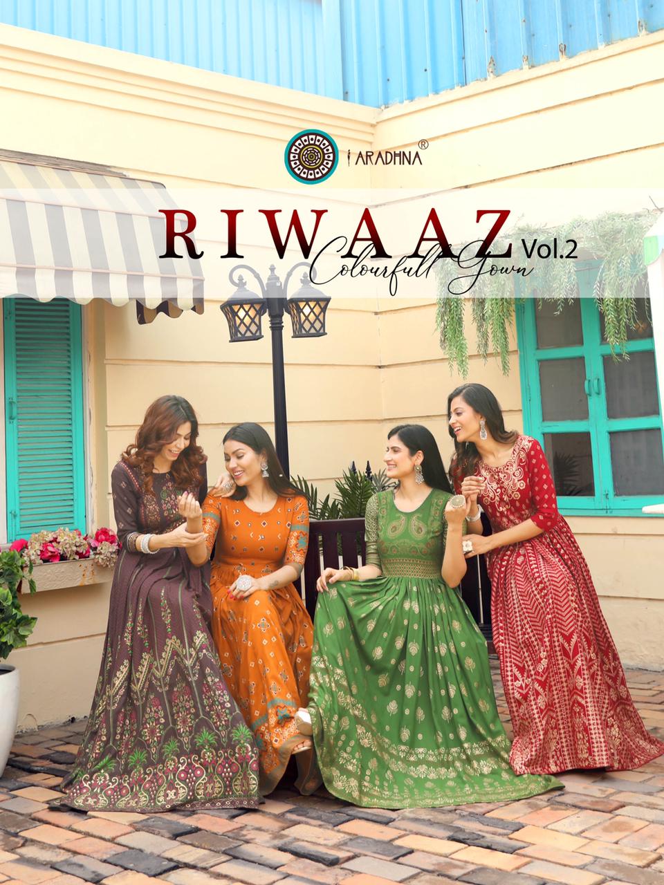 Aradhna Riwaaz 2 Fancy Festive  Wear Anarkali Rayon Printed Long Kurtis Collection