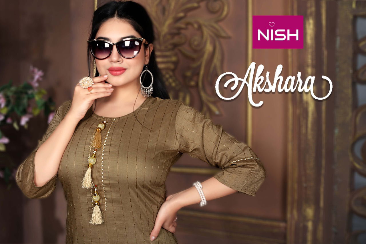 Nish Akshara Latest Fancy Designer Ethnic Wear Silk Kurti With Bottom Collection