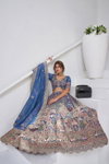 Teal Blue Colour Organza Tissue Designer Bridal Lehenga With Blouse And Dupatta Wholesale In India Kf 2156
