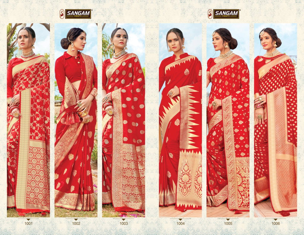 Sangam Red Rose Exclusive wedding Wear Pure Silk Designer Bridal Saree Collection